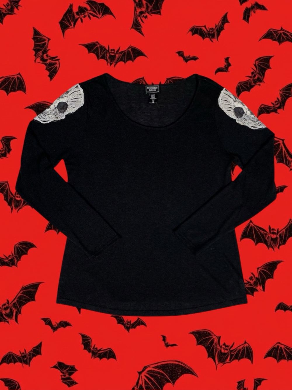 Midnight Hour Goth Whimsigoth Punk Grunge Indie Sleaze Cozycore Skull Sweater XL